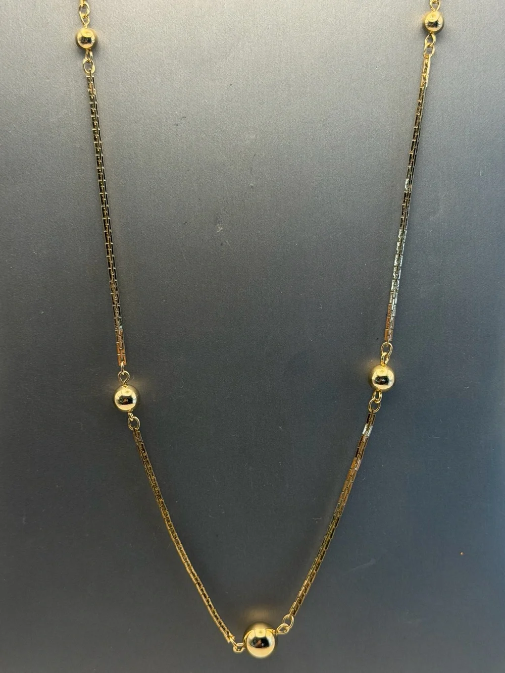 Elegant Avon Gold Tone Bead Station Necklace 25”